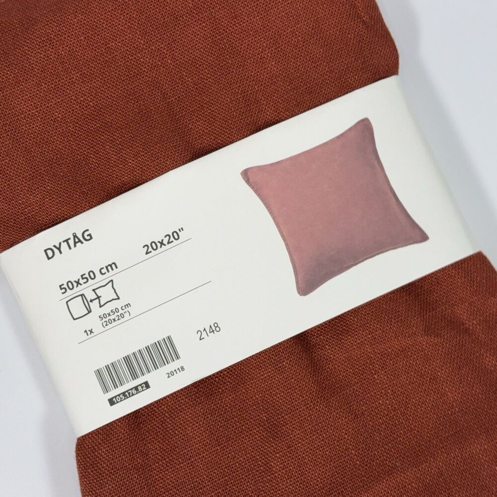 IKEA DYTÅG Cushion Cover Linen Throw Pillow Case 20x20 Burnt Orange Rust NEW - Picture 2 of 5